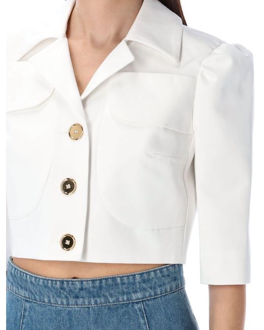 Patou Short Sleeves Cotton Jacket in Blue Lyst