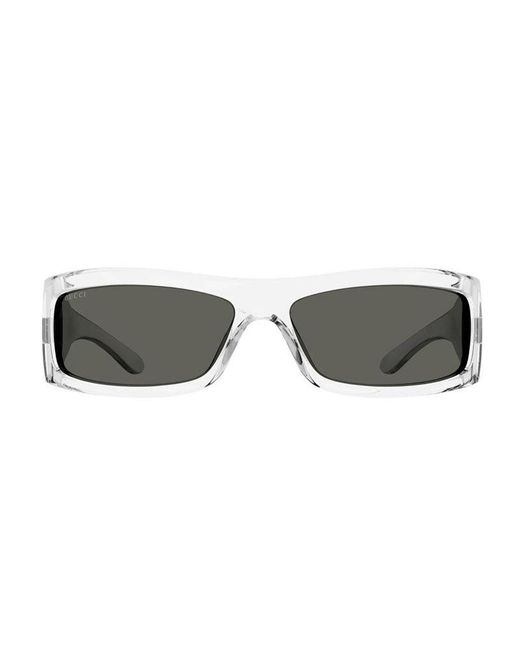 Gucci Gray Sunglasses Rectangle Full Rim, Crystal Frame And Lens Gg1492S004 for men