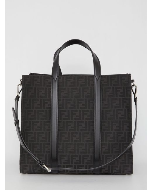 Fendi Black Ff Jacquard Fabric Bag for men