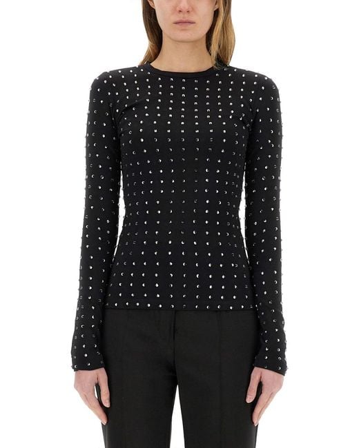 Sportmax Black Top With Crystals Polyamide Tops