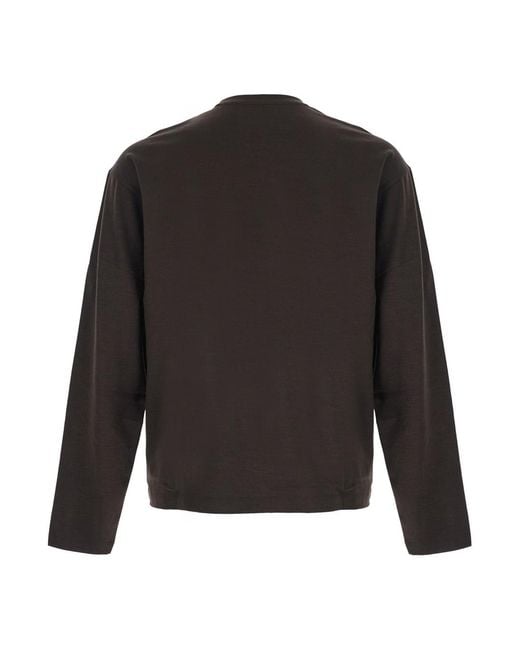 TONYWACK Black Long Sleeve V-Neck Top Wool for men