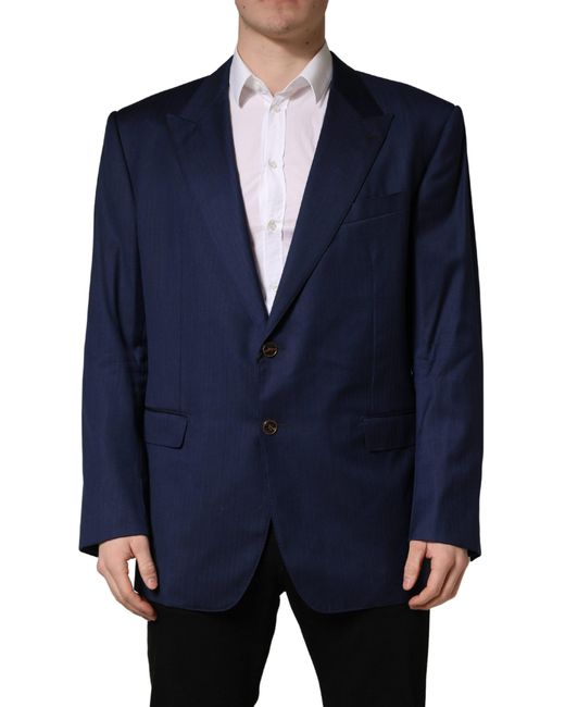 Dolce & Gabbana Blue Single Breasted 2 Button Suit Jacket for men
