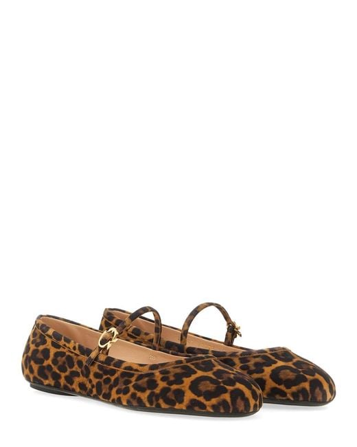 Gianvito Rossi Brown Ballet Flats Carla Animal Print Leather