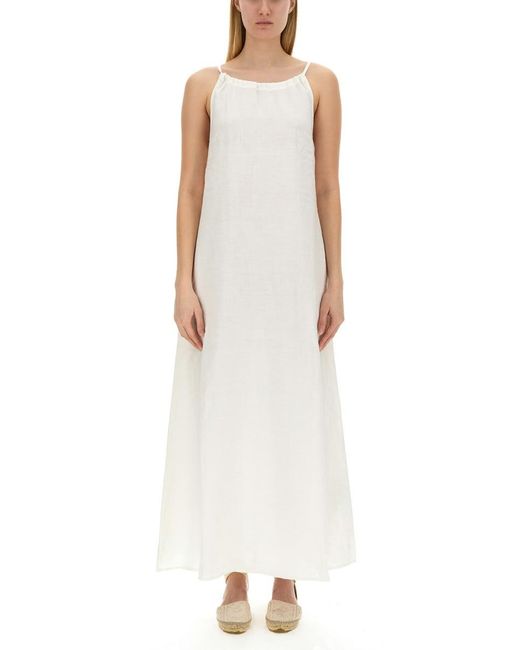 120% Lino White Long Dress