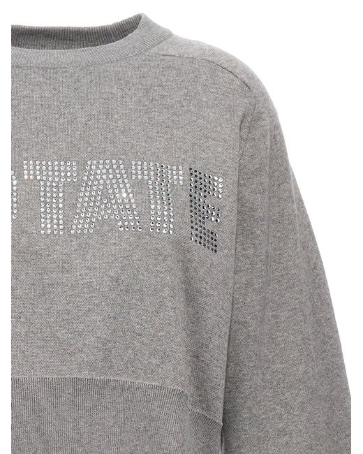 ROTATE BIRGER CHRISTENSEN Gray 'Firm Knit Cropped' Sweater