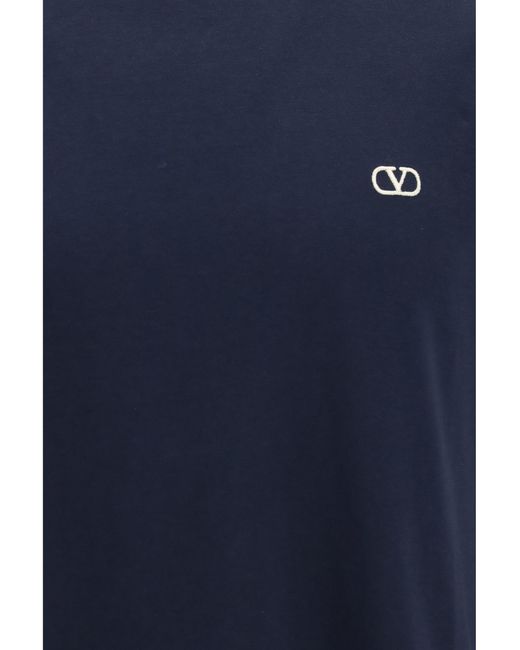 Valentino Blue Cotton Vlogo T-Shirt T-Shirts for men