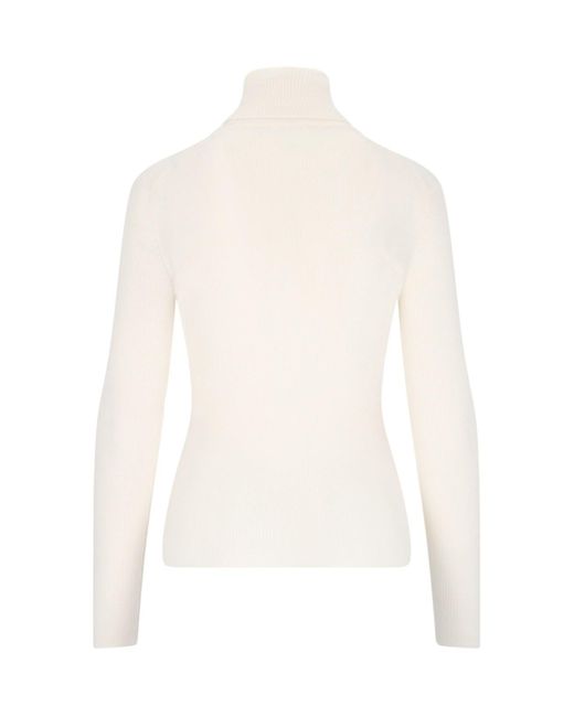 P.A.R.O.S.H. White Ribbed Turtleneck Sweater