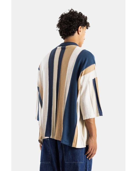 Casey Casey Blue And Striped Patchwork Shirt for men