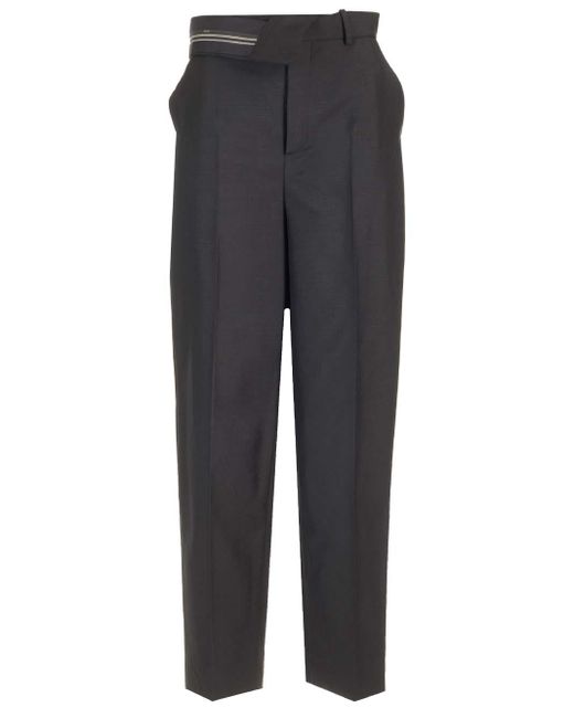 Fendi Gray Black Mohair And Wool Trousers