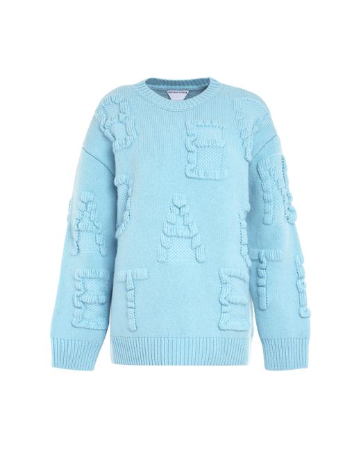 Bottega Veneta Blue Crew-Neck Wool Sweater Polyamide