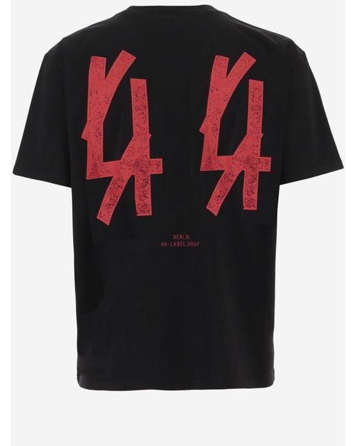 44 Label Group Black T-Shirt Guestlist Cotton T-Shirts for men