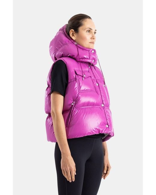Moncler Pink Pario Hooded Puffer Vest Down Jackets