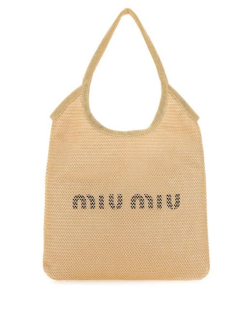 【MIU MIU】RAFIA MINI TOTE BAG Miu Miu Crochet Raffia Tote Bag | White | FARFETCH