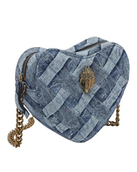 Kurt Geiger Blue Denim Kensington Heart Crossbody Bag