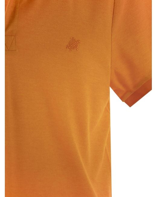 Vilebrequin Orange Short-Sleeved Cotton Polo Shirt for men