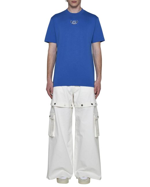 Off-White c/o Virgil Abloh Blue Off- Logo Cotton T-Shirt for men