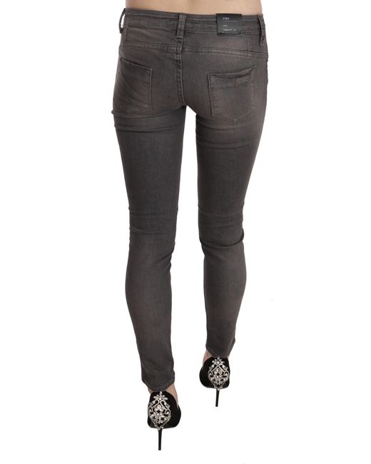 CoSTUME NATIONAL Black Washed Low Waist Skinny Jeans Cotton Clothing
