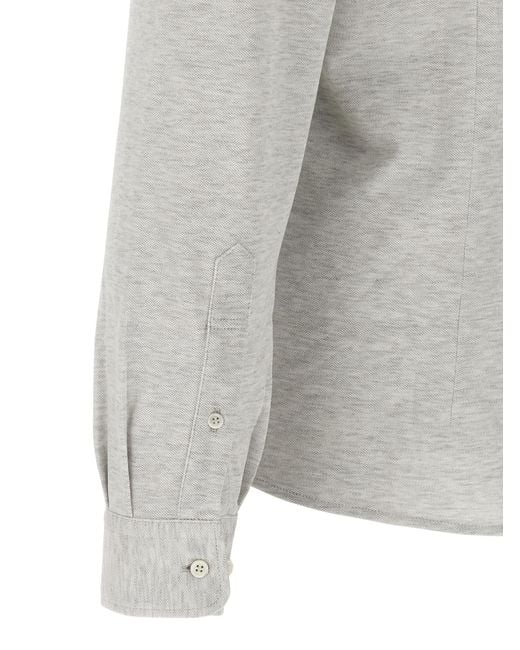 Brunello Cucinelli Gray Cotton Blouse for men
