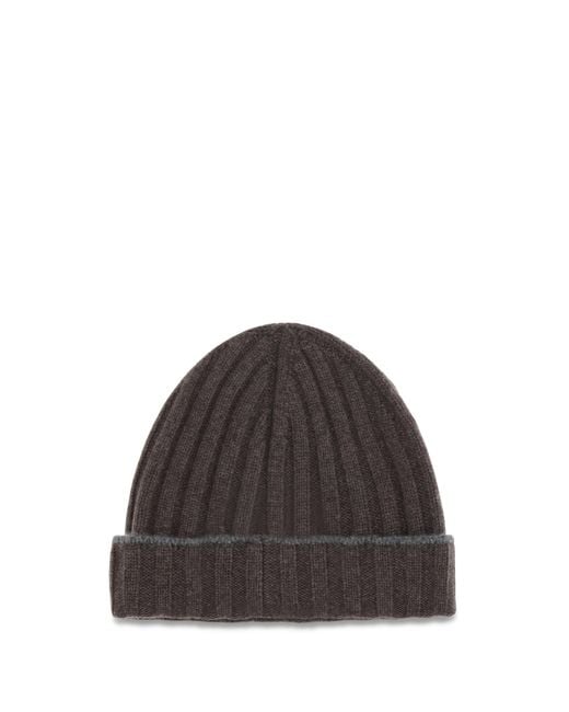 Brunello Cucinelli Black Beanie Hat Cashmere (Capra Hircus) for men
