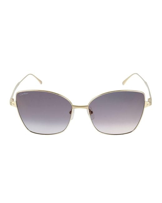 Cartier Cat Eye Square Sunglasses Sunglasses in Gold/Grey (Gray) Lyst