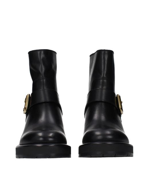 Chloé Black Leather Ankle Boots
