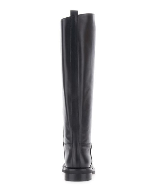 Via Roma 15 Black Leather Round Toe Slip-On Boots For