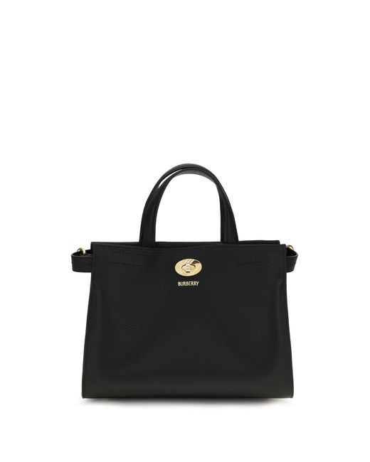 Burberry Black Mini Cotswolds Check Top Handle Bag Cotton; Polyester Handbags