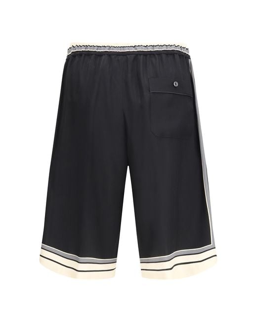 Dolce & Gabbana Black Drawstring Shorts Silk Bermuda for men