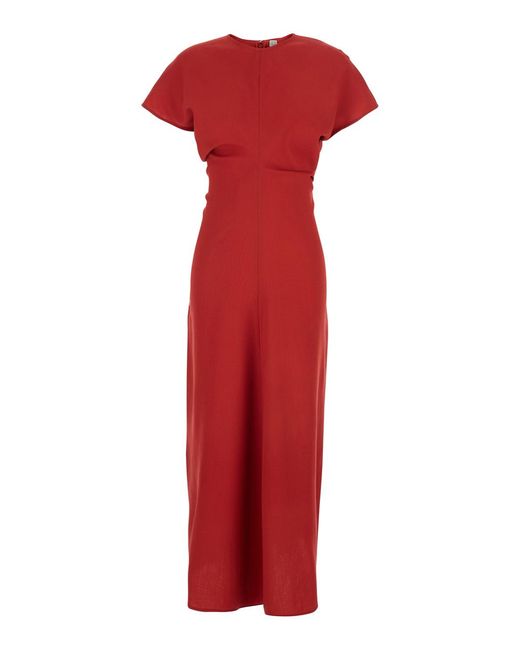 Totême Red Dress Crew Neck Wool
