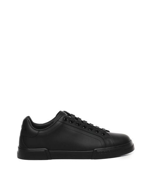 Dolce Gabbana Men's Black Portofino Leather Sneakers