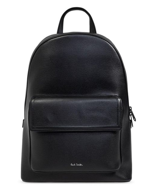 Paul Smith Black Straw-Grain Embossed Backpack for men