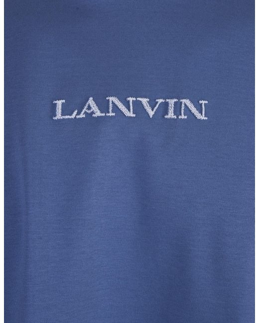 Lanvin Blue Cornflower Embroidered Straight Fit T-Shirt for men