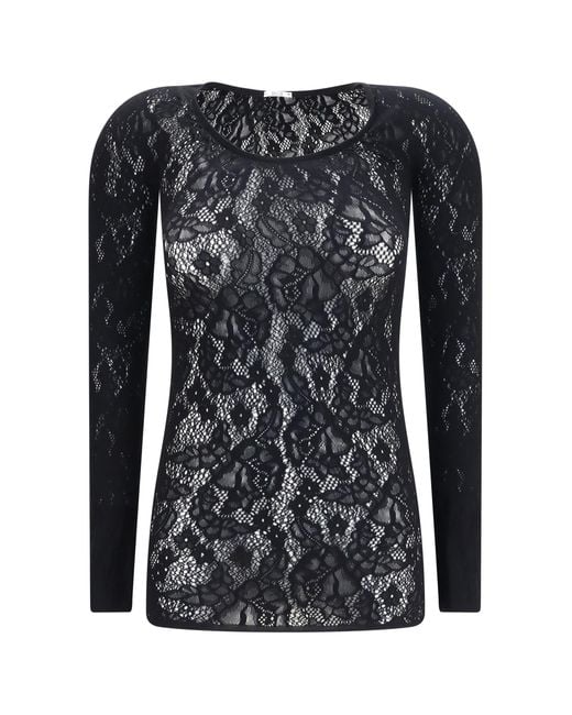 Wolford Black Infinite Rose Net Long-Sleeve Top Polyamide; Elastane T-Shirts