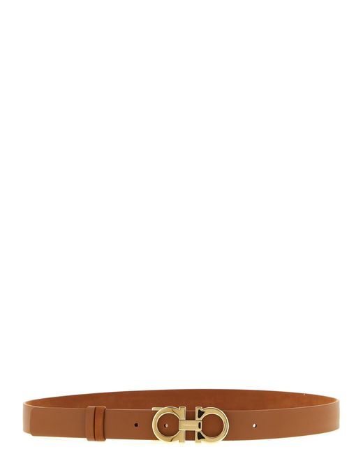 Ferragamo White 'Gancini' Reversible Belt