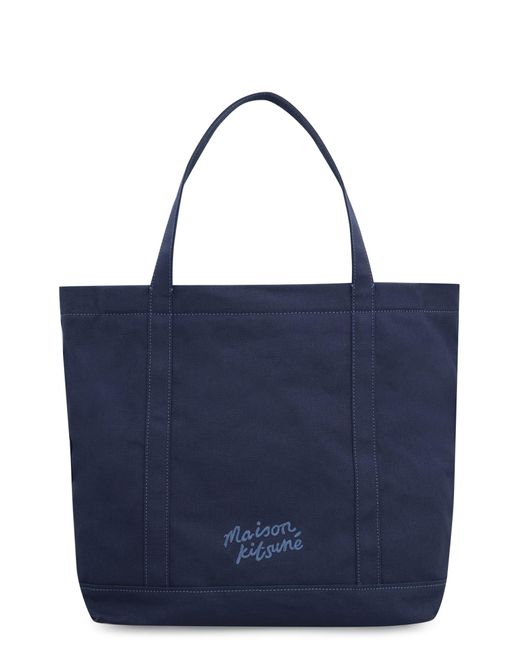 Maison Kitsuné Blue Canvas Large Tote Bag