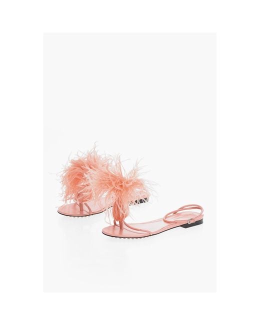 Bottega Veneta Pink Feather Dot Flat Sandals