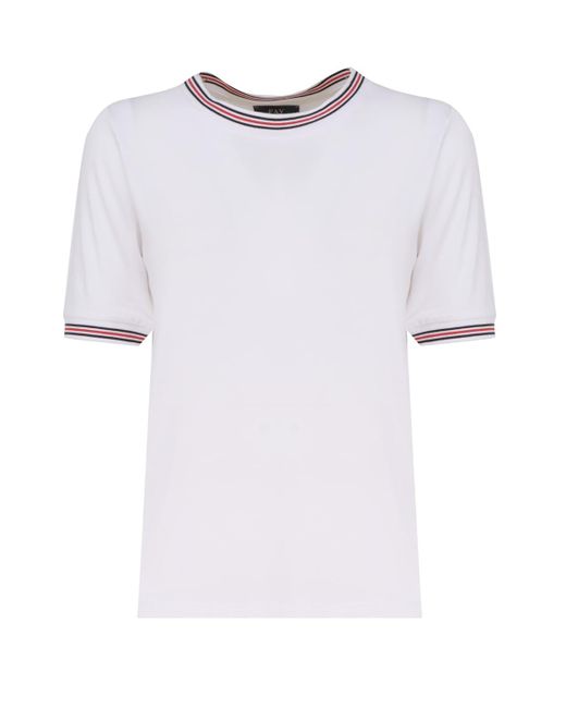 Fay White Striped Ribbed T-Shirt