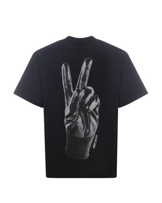 44 Label Group Black T-Shirt 44Label Group Peace Made Of Cotton for men