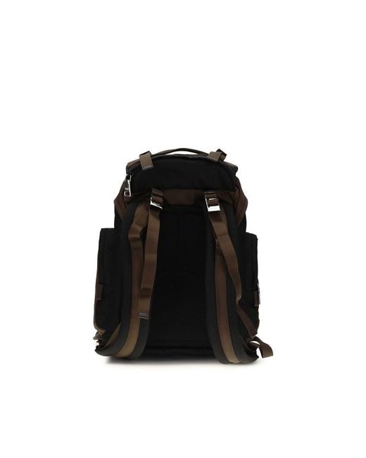 Prada Black Brown Recycled Polyamide Backpack for men