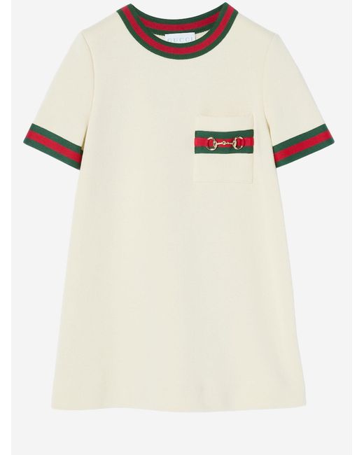Gucci Natural Cotton Jersey Dress With Clamp