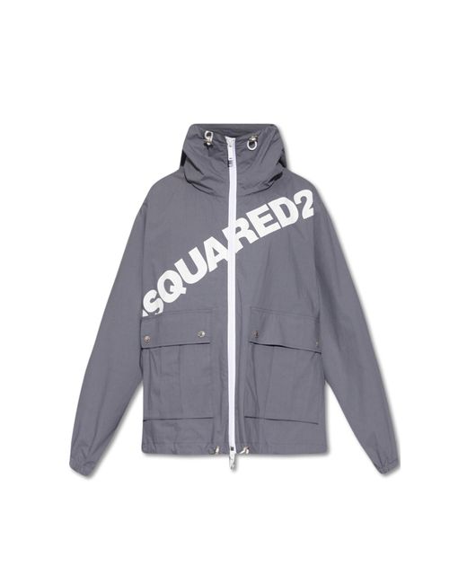 DSquared² Blue Logo Hooded Windbreaker for men
