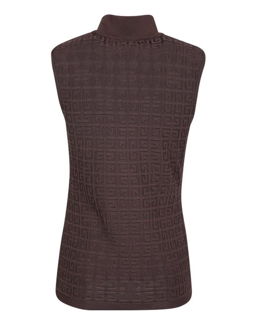 Givenchy Brown 4G Jacquard Roll-Neck Knit Top