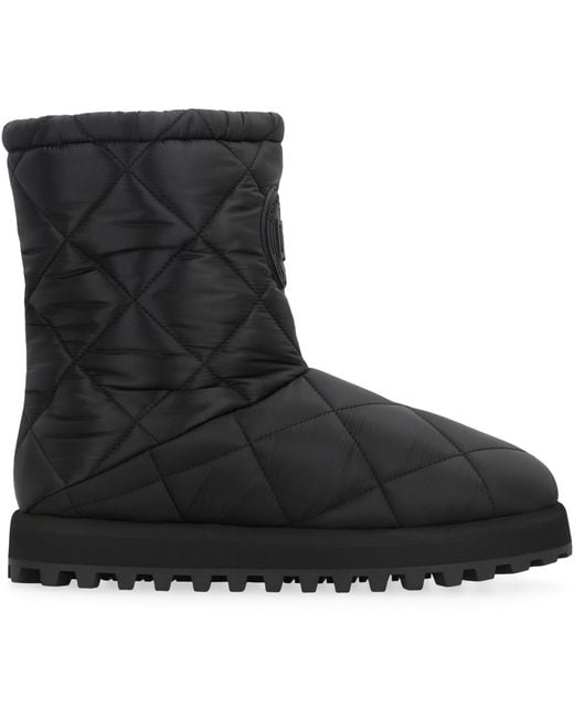 Dolce & Gabbana Black Quilted Nylon Winter Boots Polyamide for men