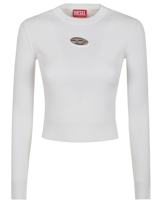 DIESEL White M-Valari Slim Fit Ribbed Knit Top