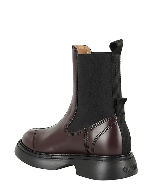 Ganni Brown Everyday Mid Chelsea Boot Patent