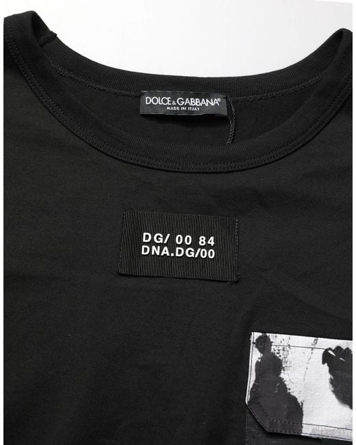 Dolce & Gabbana Black Camouflage Pocket Oversized T-Shirt Cotton Polyester for men
