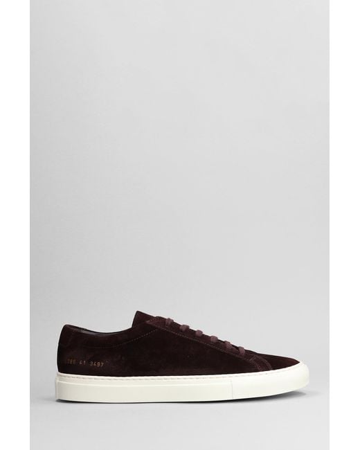 Common Projects Gray Achilles Sneakers In Bordeaux Suede for men