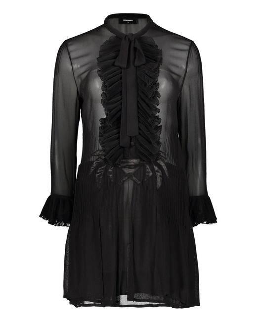 DSquared² Black Bow Detail Viscose Dress