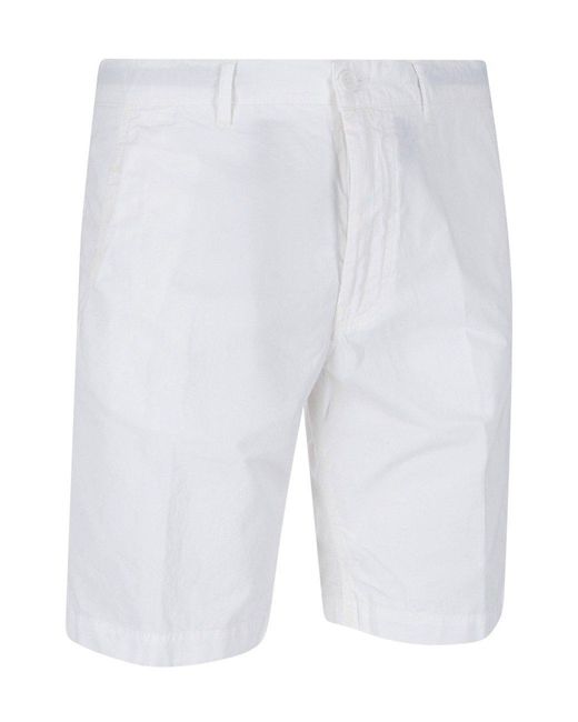 Aspesi White Belt-Looped Slim-Cut Shorts for men