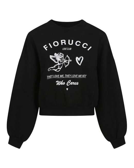 Fiorucci Women's Black Print Cropped Sweatshirt